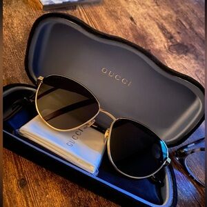 Gucci Black and Gold Sunglasses